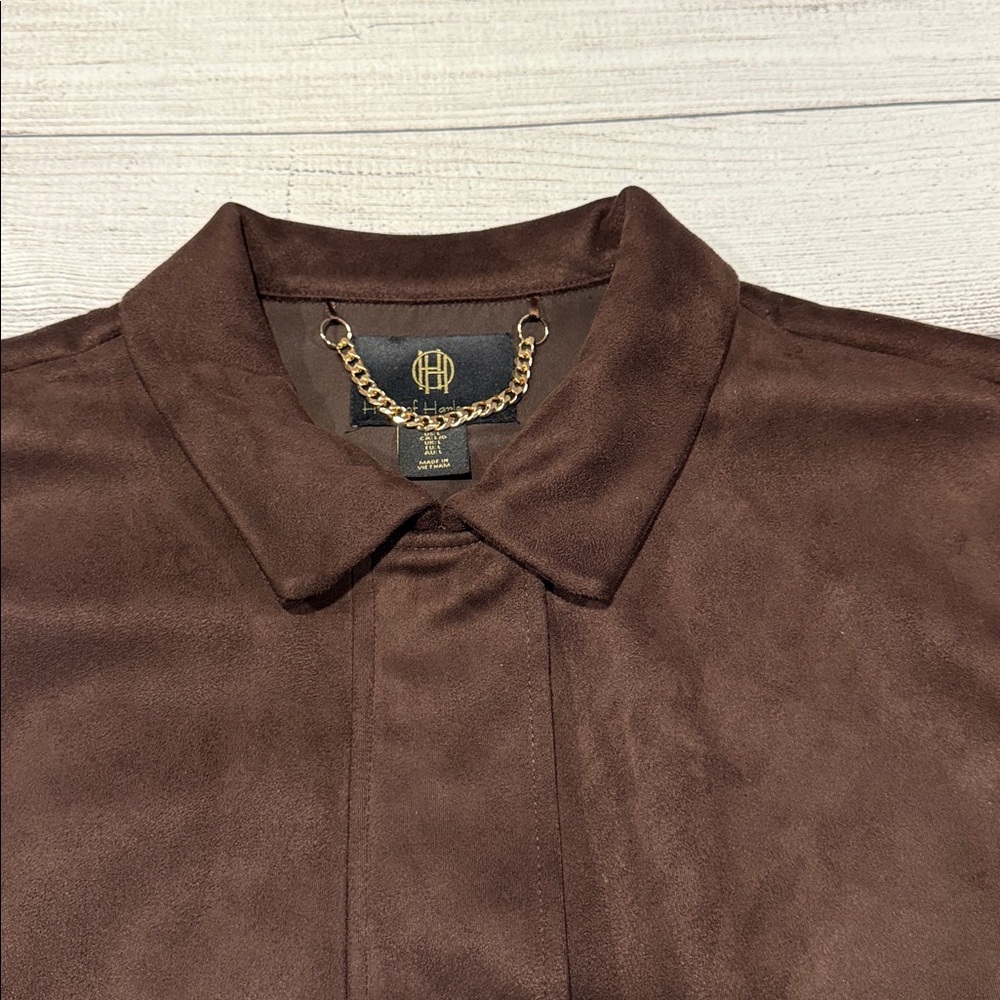 Women’s House of Harlow 1960 Cropped Faux Suede Jacket Size L brown - Picture 2 of 16